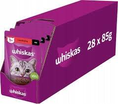 WHISKAS WET FOOD WITH BEEF PACK 28*85G