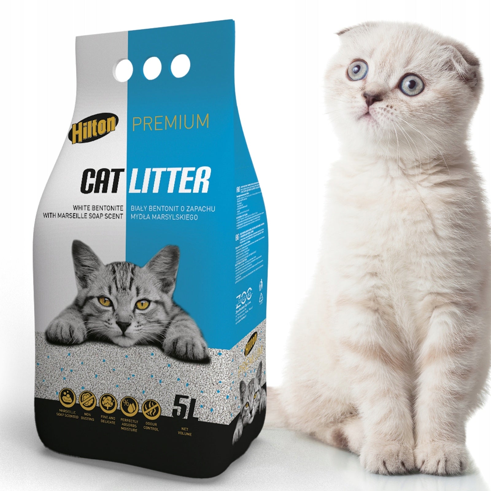 WHITE BENTONITE CAT LITTER FOR LITTER BOX WITH SOAP SCENT 5L Kind bentonite