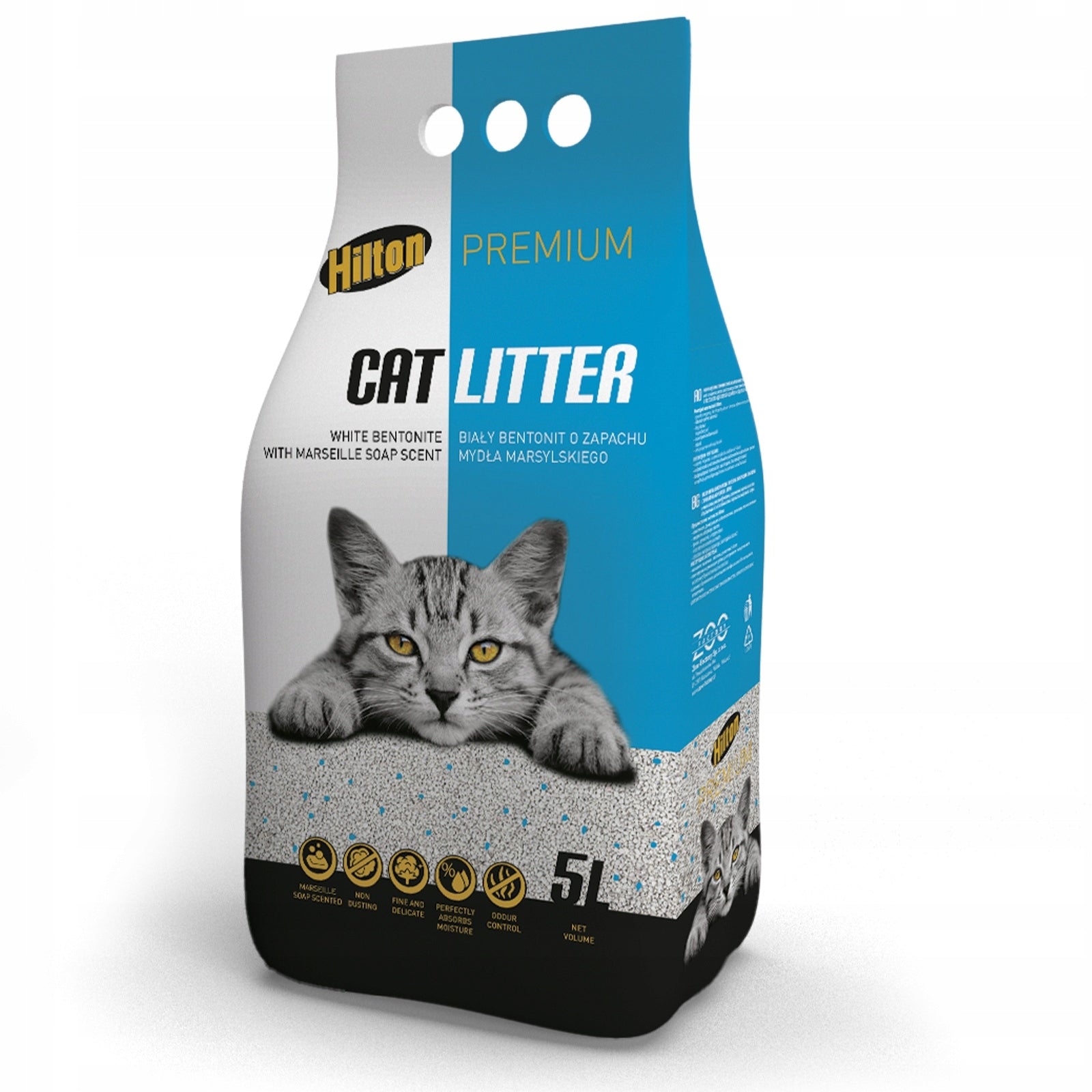 WHITE BENTONITE CAT LITTER FOR LITTER BOX WITH SOAP SCENT 5L