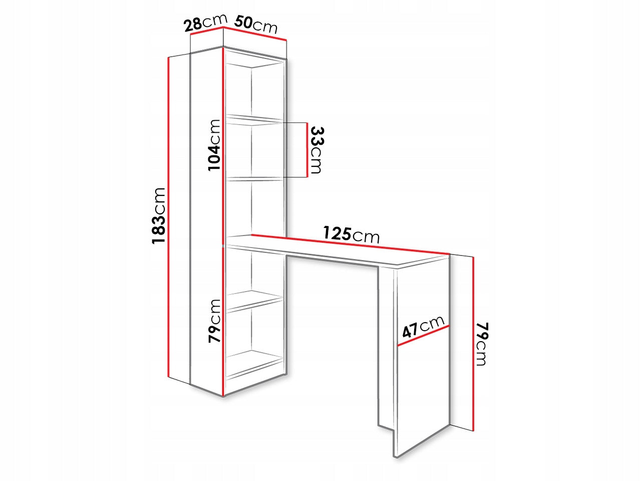 WHITE DESK with PAVLO bookcase - Learning table Shelves EAN (GTIN) 5903211100710