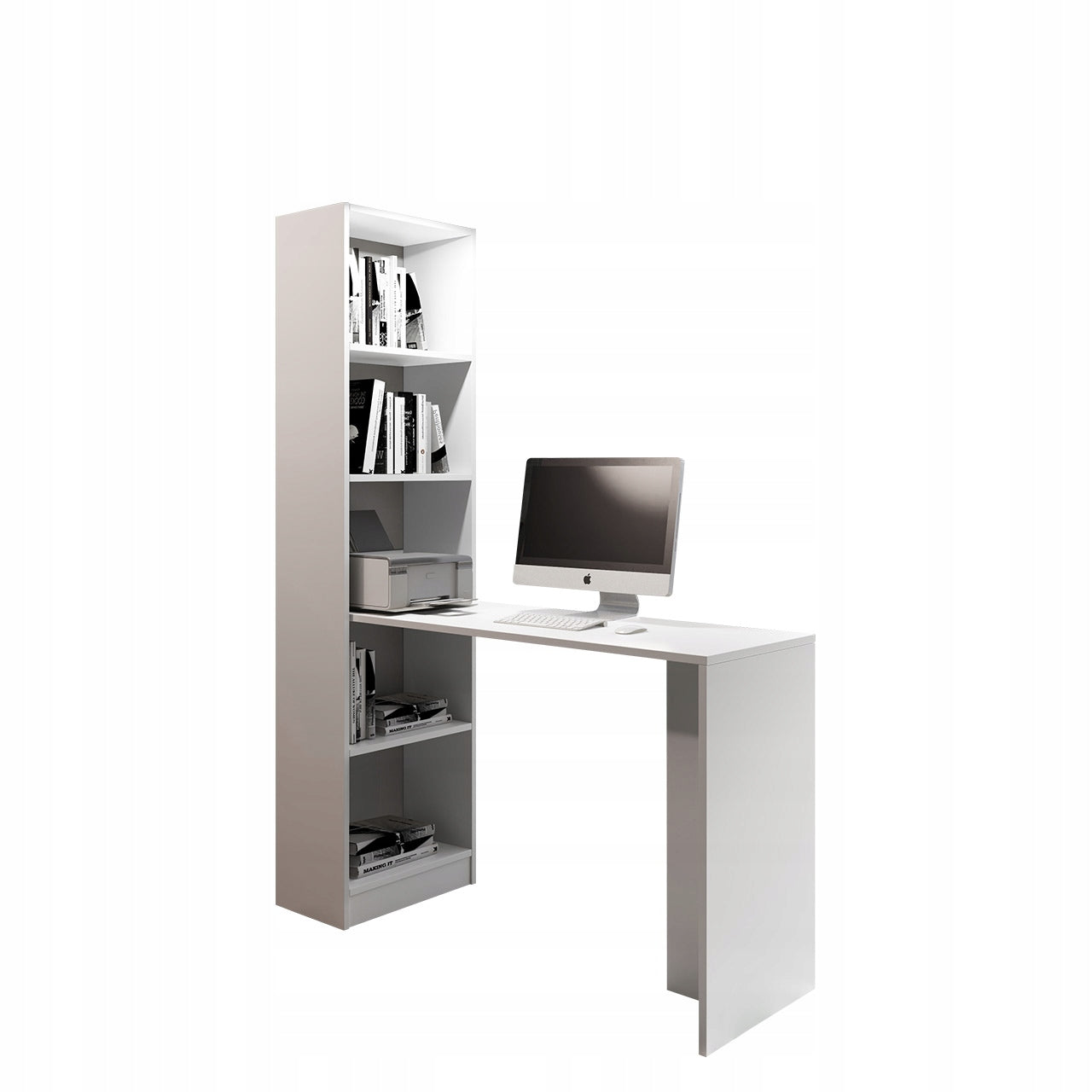 WHITE DESK with PAVLO bookcase - Learning table Shelves