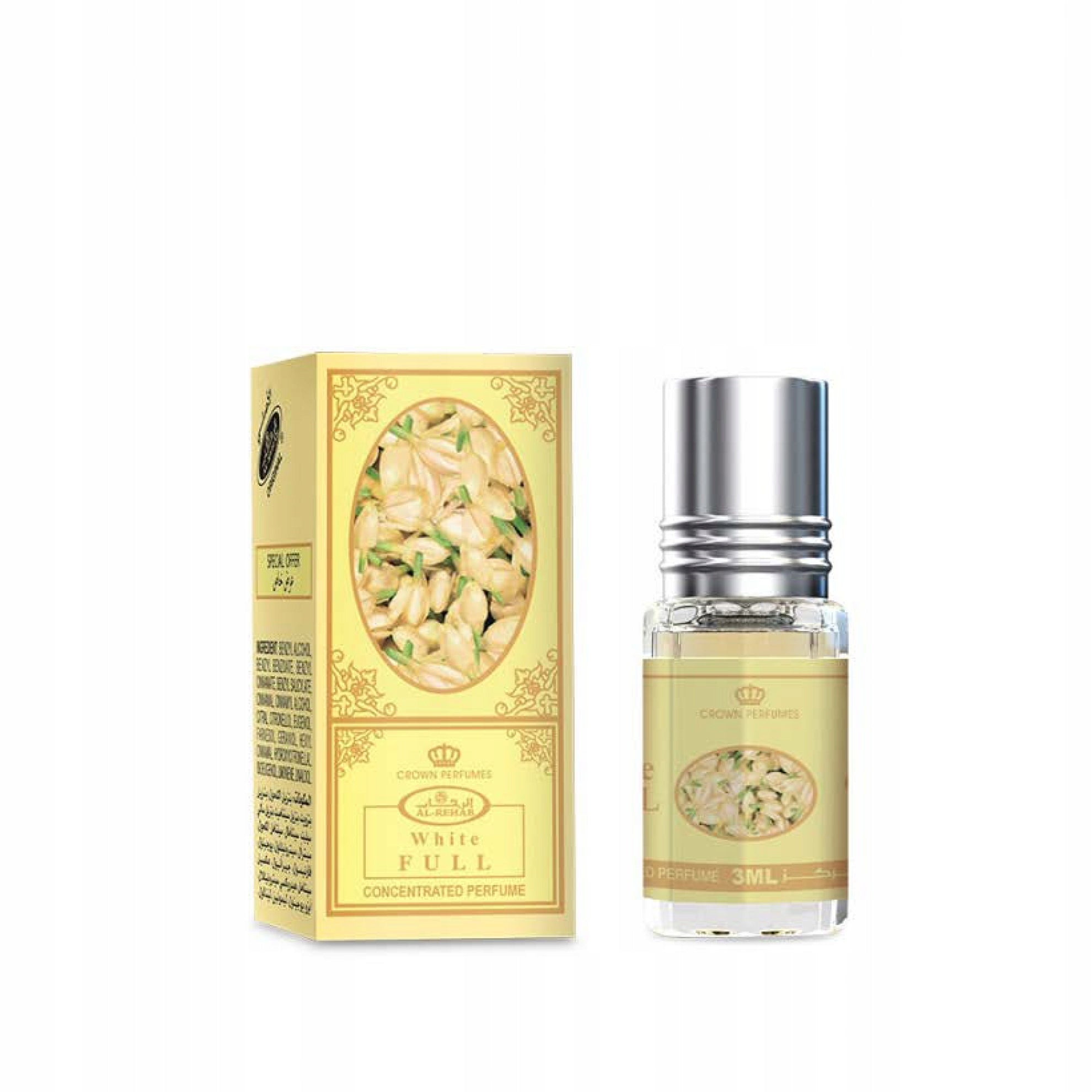 WHITE FULL ARABIC PERFUME IN JASMINE OIL EXPRESSIVE 3 ml AL REHAB Packaging status original