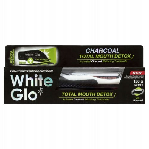 Aufhellende Zahnpasta mit Holzkohle White Glo Charcoal Total Mouth Detox 150 g 
