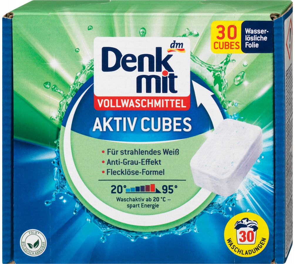 WHITE LAUNDRY CUBES DENKMIT STAIN REMOVAL WHITENING 30 pcs FROM GERMANY