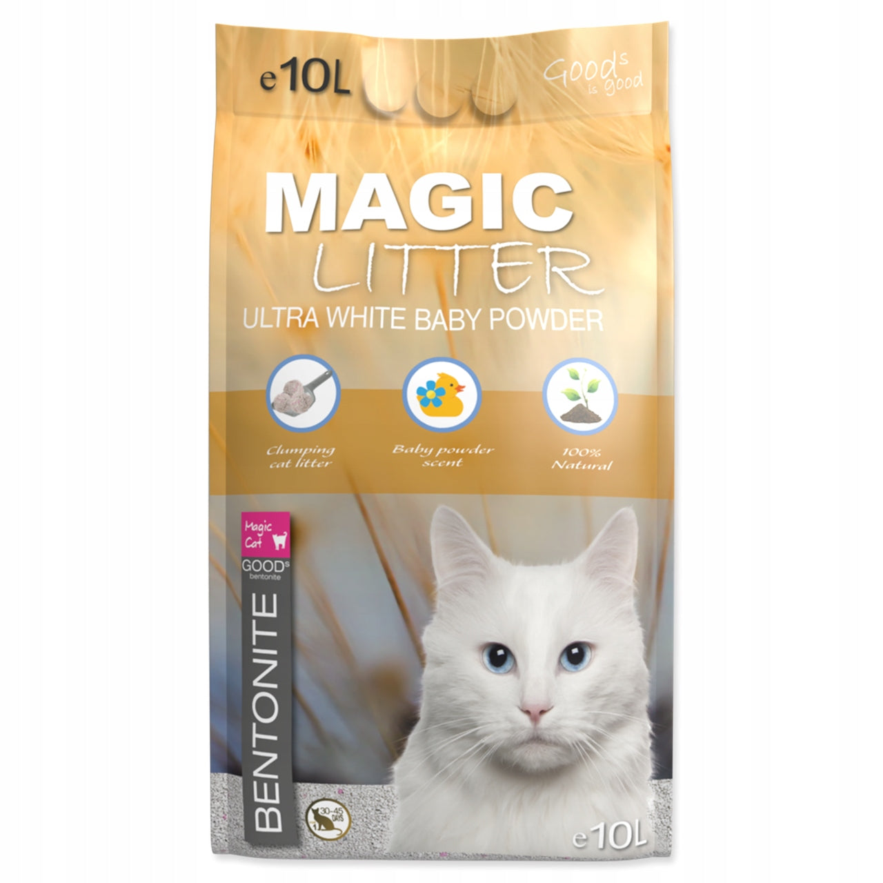 WHITE MAGIC BENTONITE LITTER BABY POWDER 10L