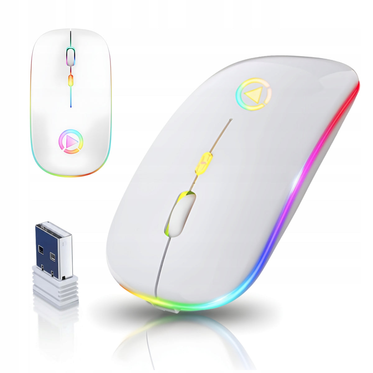 WHITE MOUSE WIRELESS SILENT OPTICAL MOUSE FOR LAPTOP BACKLIT LED