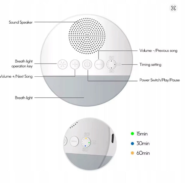 WHITE NOISE GENERATOR SPEAKER LED DEVICE FOR EASY FALLING ASLEEP Brand no brand