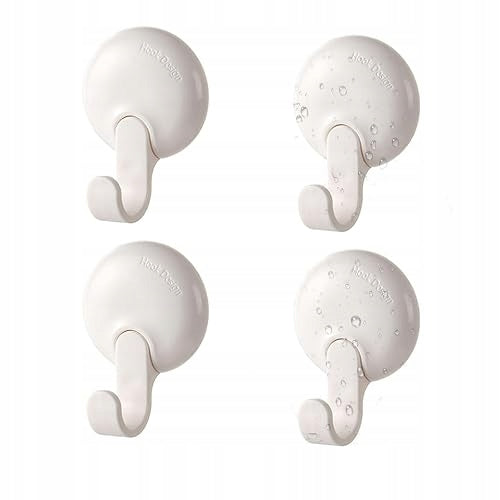 WHITE SELF-ADHESIVE HOOKS FOR WALLS WITHOUT DRILLING SET OF 4