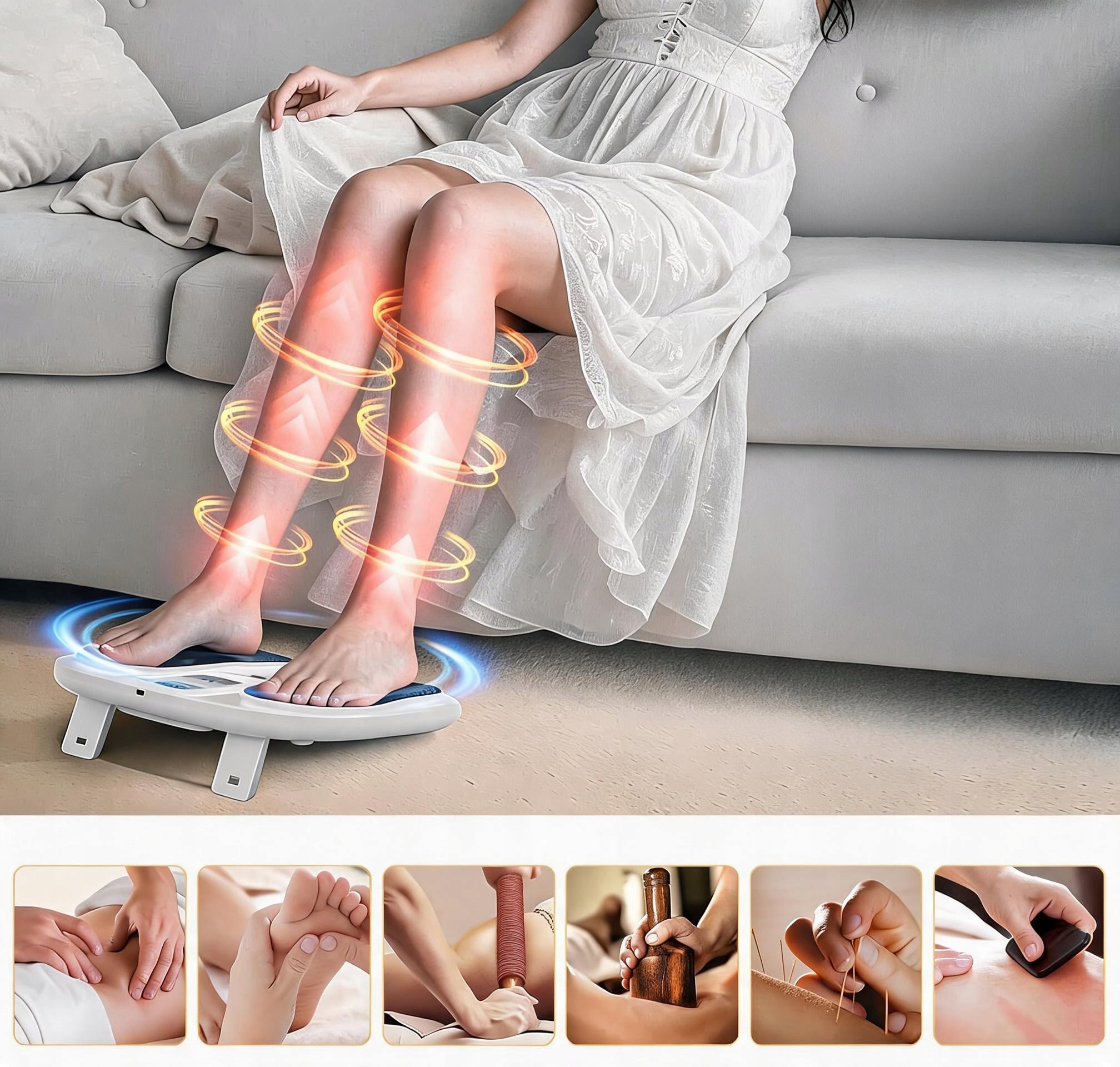 WHITE TENS FOOT MASSAGER EMS RELAXING MUSCLE ELECTROSTIMULATOR FOR PAIN Model bedee
