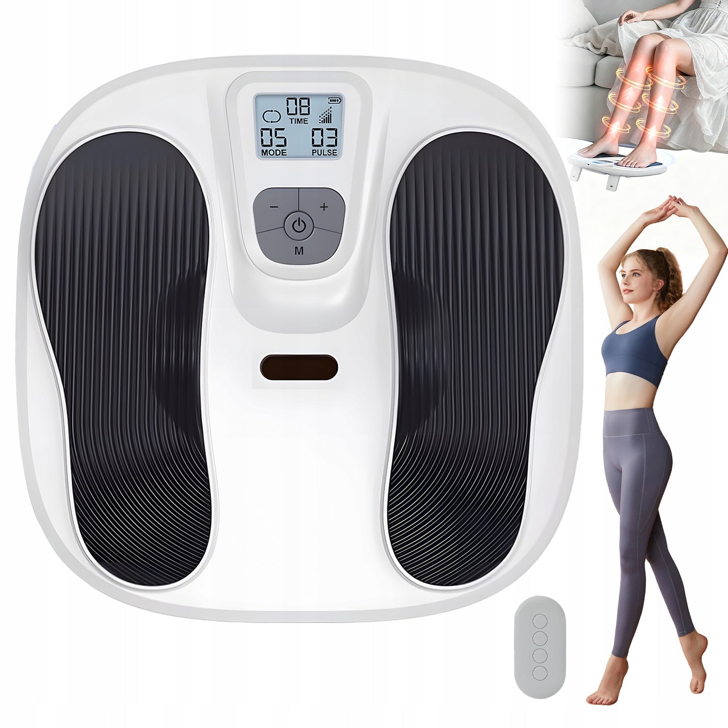 WHITE TENS FOOT MASSAGER EMS RELAXING MUSCLE ELECTROSTIMULATOR FOR PAIN