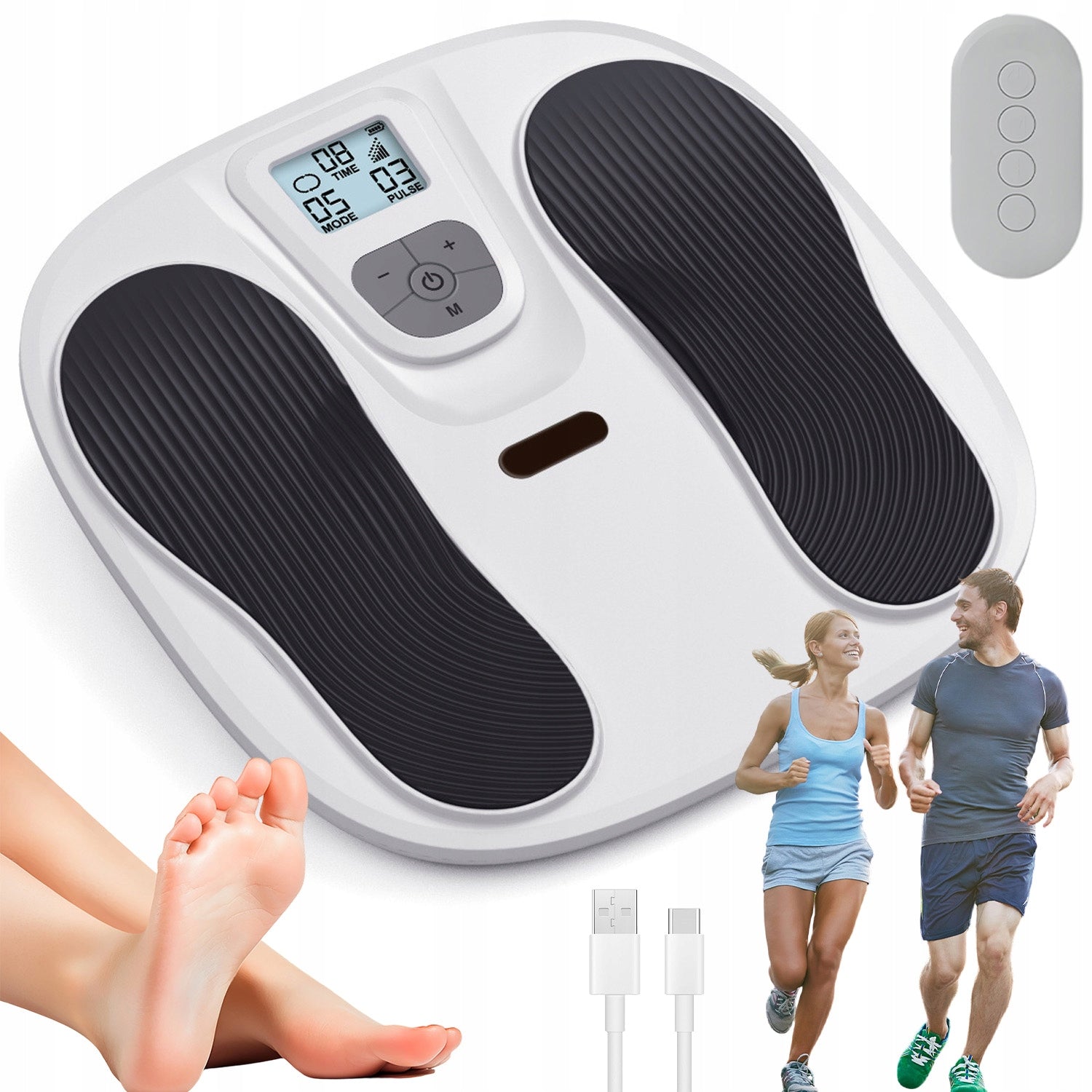 WHITE TENS FOOT MASSAGER EMS RELAXING MUSCLE ELECTROSTIMULATOR FOR PAIN
