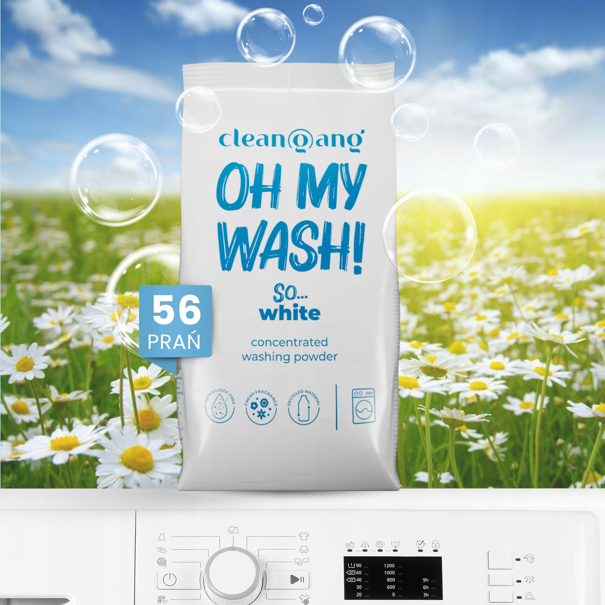 WHITE WASHING POWDER EFFICIENT CONCENTRATED 56 WASHES 2,7 KG GERMAN Packaging status original