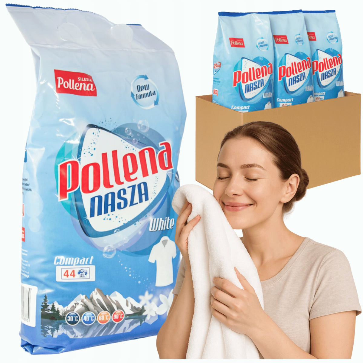 WHITE WASHING POWDER POLLENA OUR 3KG 44 PHOSPHATE-FREE WASHING X 3PCS