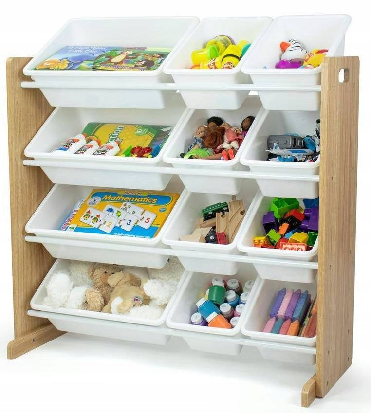 WHITE WOODEN BOOKCASE ORGANIZER CONTAINERS FOR CHILDREN'S TOYS BASKET FURNITURE