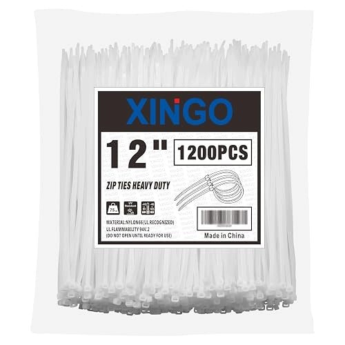 WHITE ZIPPER CLAMPS 30 CM FOR CABLES 1200 PCS. Color white
