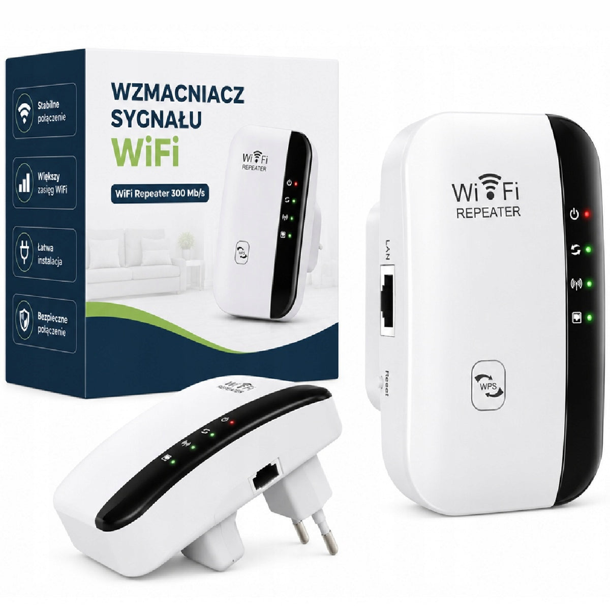WI-FI SIGNAL AMPLIFIER REPEATER 300 MB/S 2.4 GHz WIFI WITH LAN CABLE