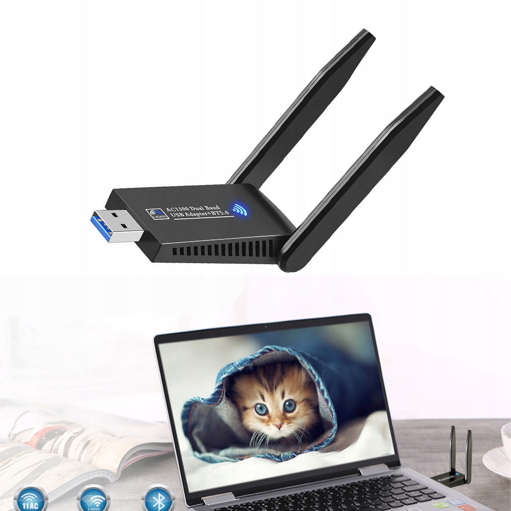 WI-Fi TO USB NETWORK ADAPTER WITH 1300Mbps 5GHz ANTENNAS