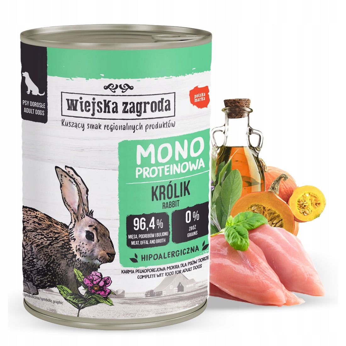 WIEJSKA ZAGRODA Monoprotein Rabbit Wet Food Dog Can 400g