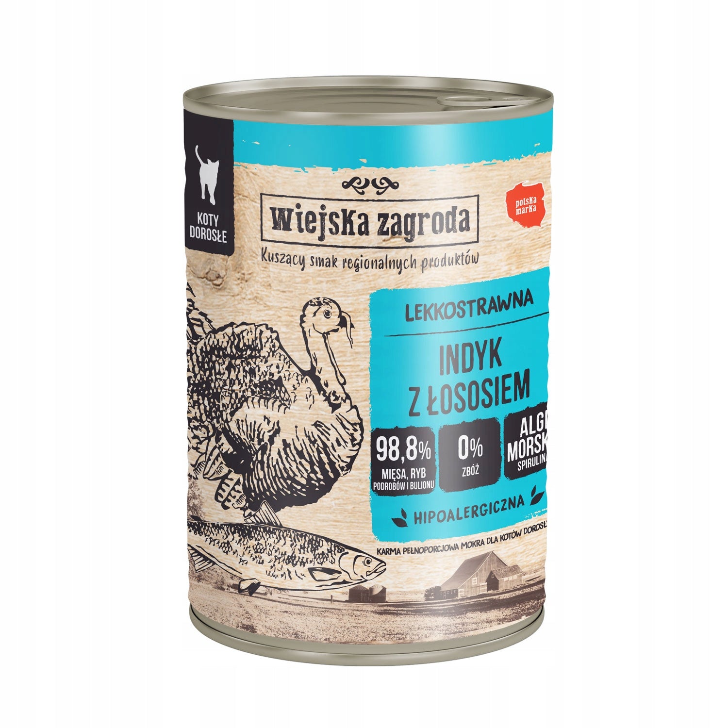 WIEJSKA ZAGRODA Turkey with Salmon 400g cat tin Packaging status original
