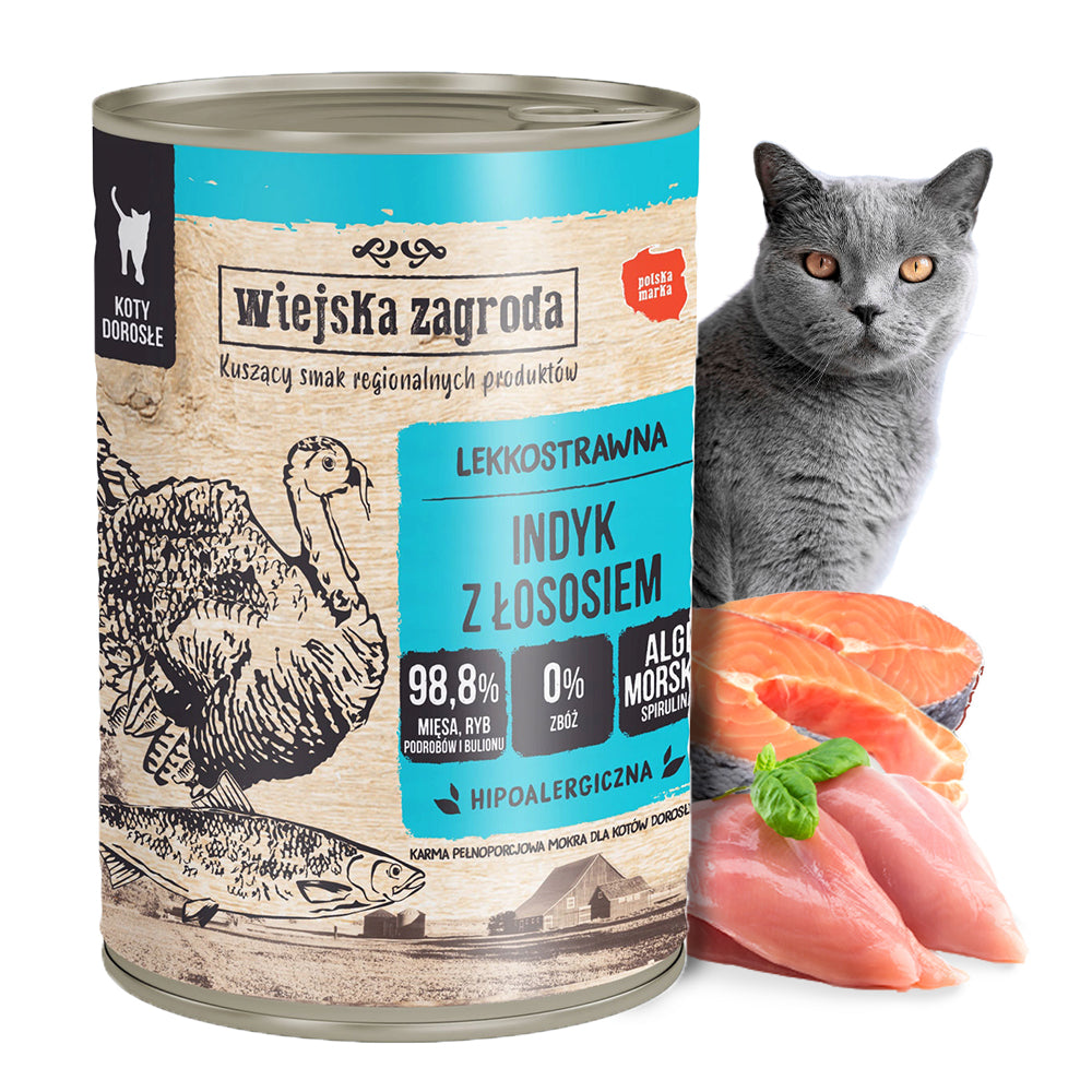 WIEJSKA ZAGRODA Turkey with Salmon 400g cat tin