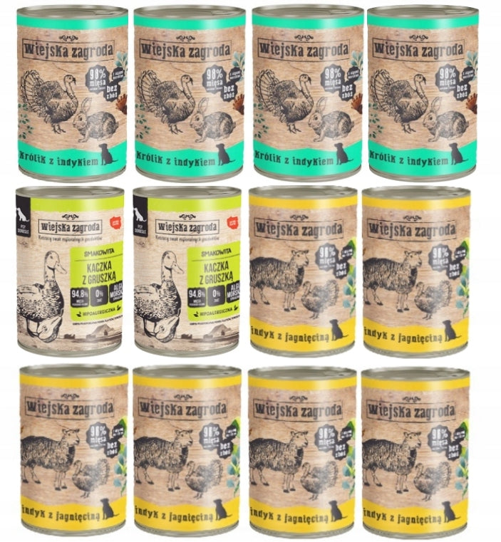 WIEJSKA ZAGRODA WET FOOD MIX OF FLAVORS 12x400G