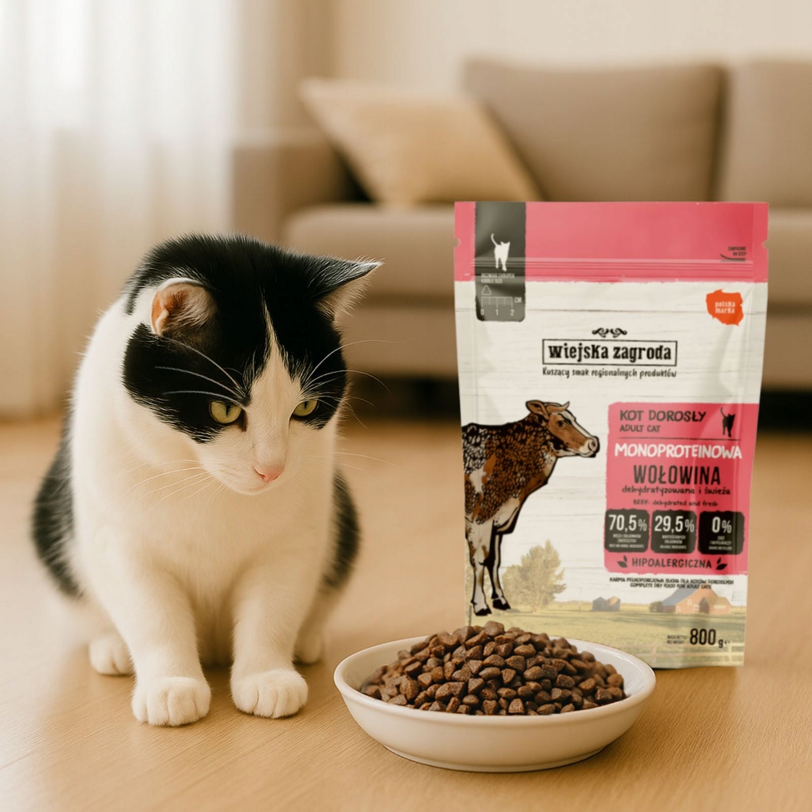 WIEJSKA ZAGRODA monoprotein dry cat food beef 800 g Manufacturer code 5905342295914