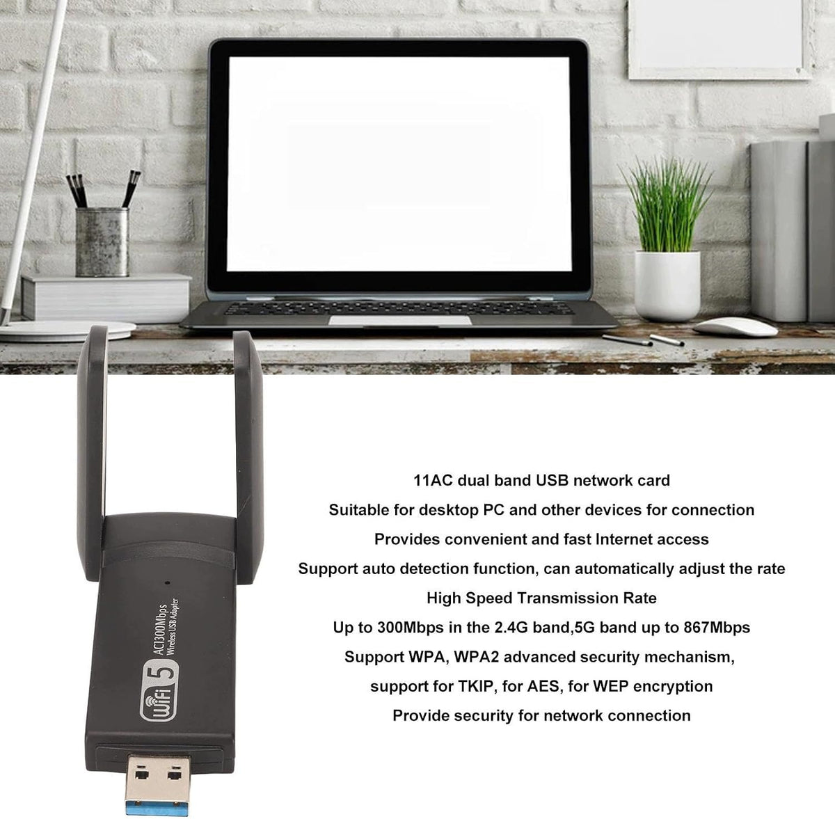 WIFI ADAPTER USB 3.0 1300 MBPS DUAL BAND 2.4/5.8 GHZ NETWORK CARD Manufacturer Fox
