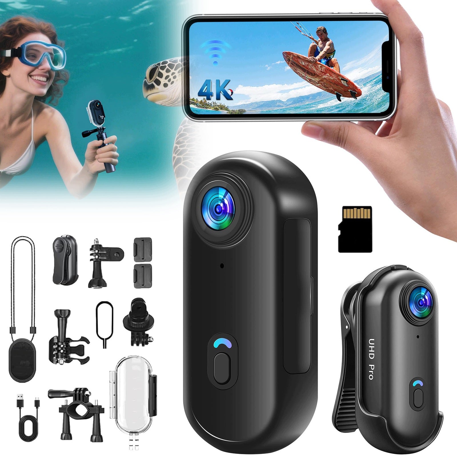 WIFI Action Cam 128G 4K 30 fps 30M Wasserdicht 120°-Photo Weitwinkel Model yjm6t5rhmhkutg