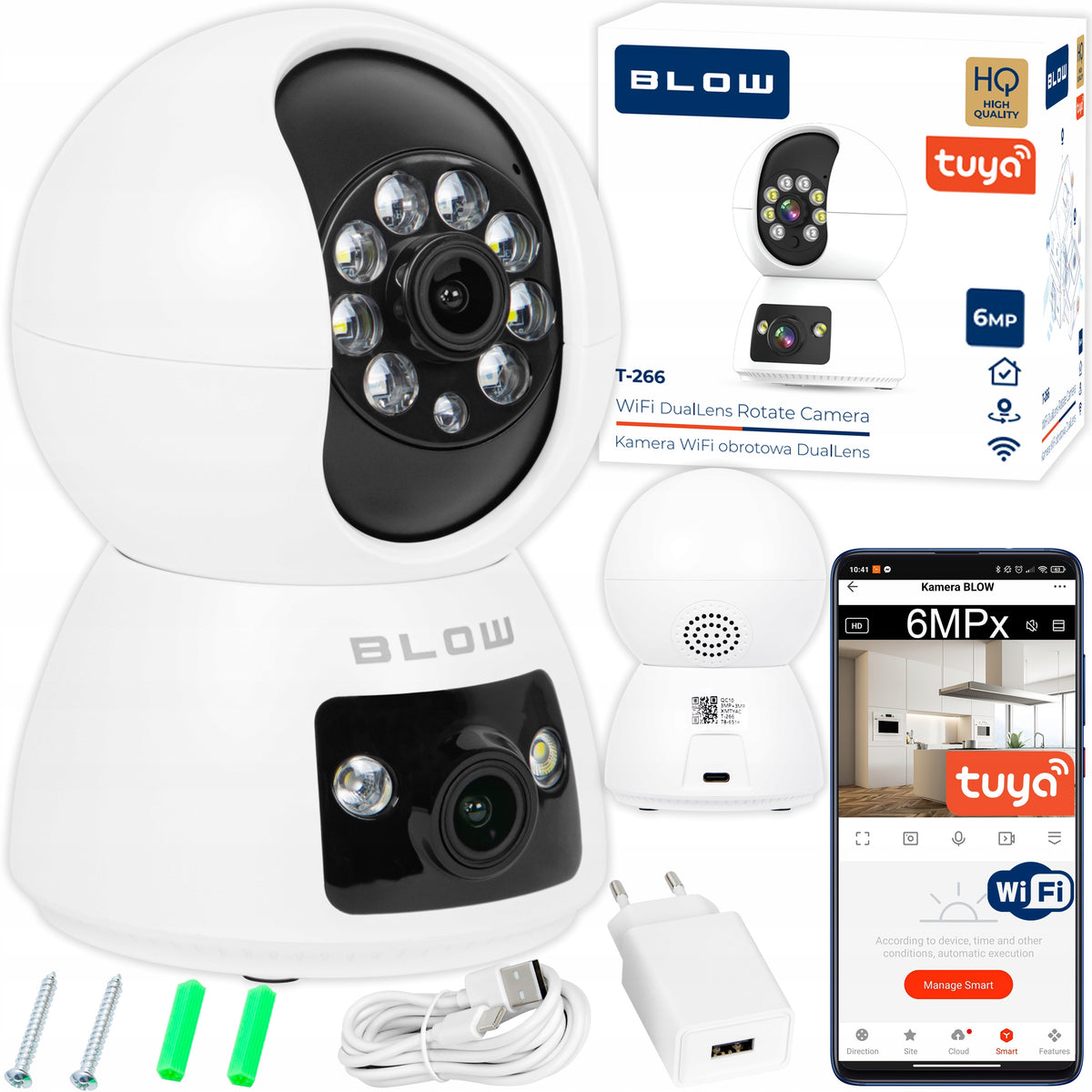 WIFI CAMERA IP 6MP 2 LENSES TUYA SMART HD BABY MONITOR PTZ INDOOR LIVE