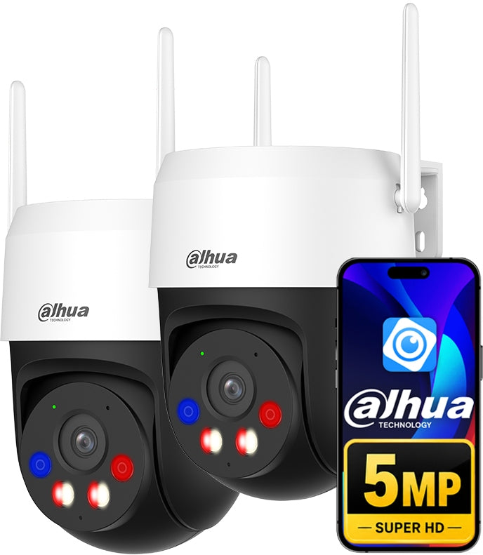 WIFI CAMERAS ROTATING x2 5MP 3K DAHUA DETERRENCE FULL COLOR P5AS-PV