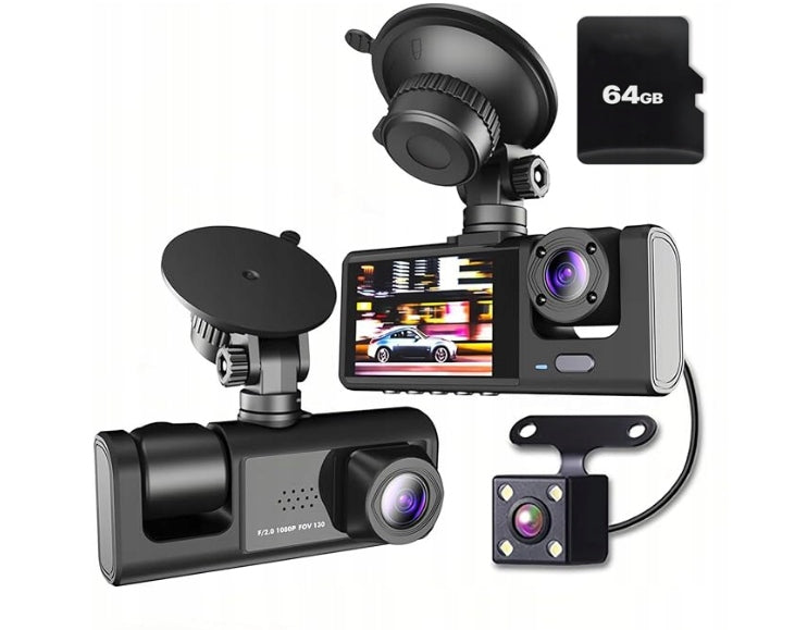 WIFI DASH CAM FULL HD VIDEO RECORDER 3 LENSES+64GB SD Manufacturer code B39KRMAS7K014288WTB
