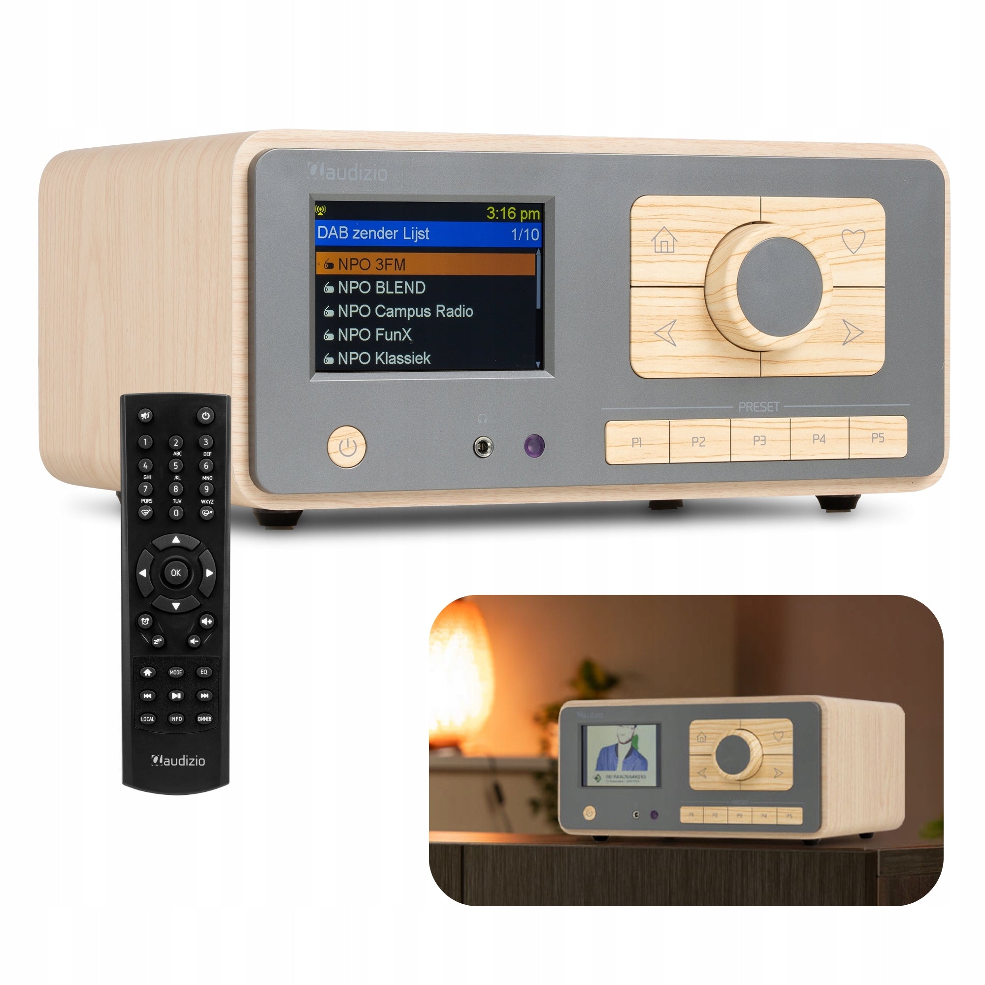 WIFI Internet Radio DAB+ FM Dozza Light Brown for Living Room Bedroom Kitchen