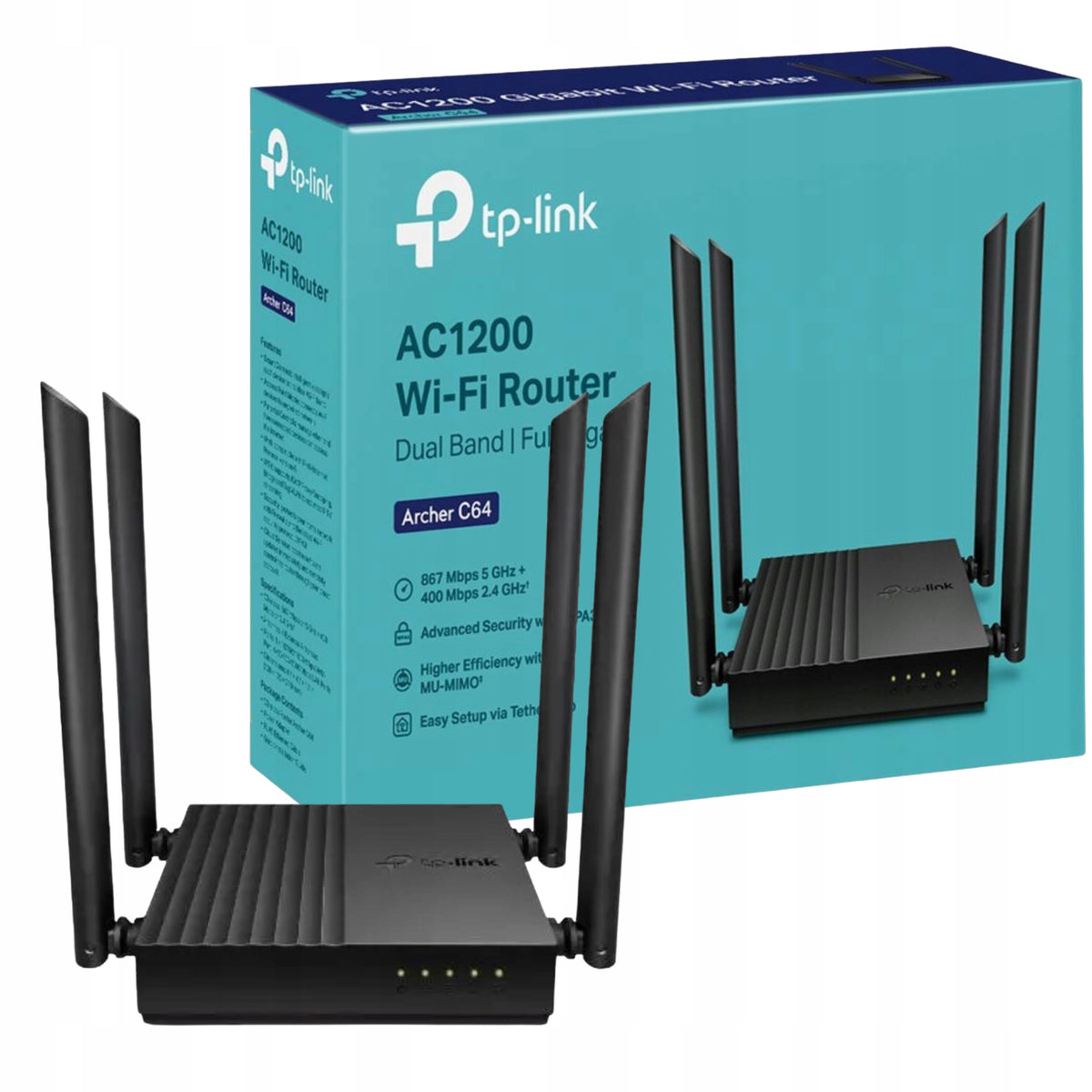 WIFI NETWORK ROUTER TP-LINK C64 IMPROVE WAVE2 WIFI5 5GHZ NETWORK COVERAGE