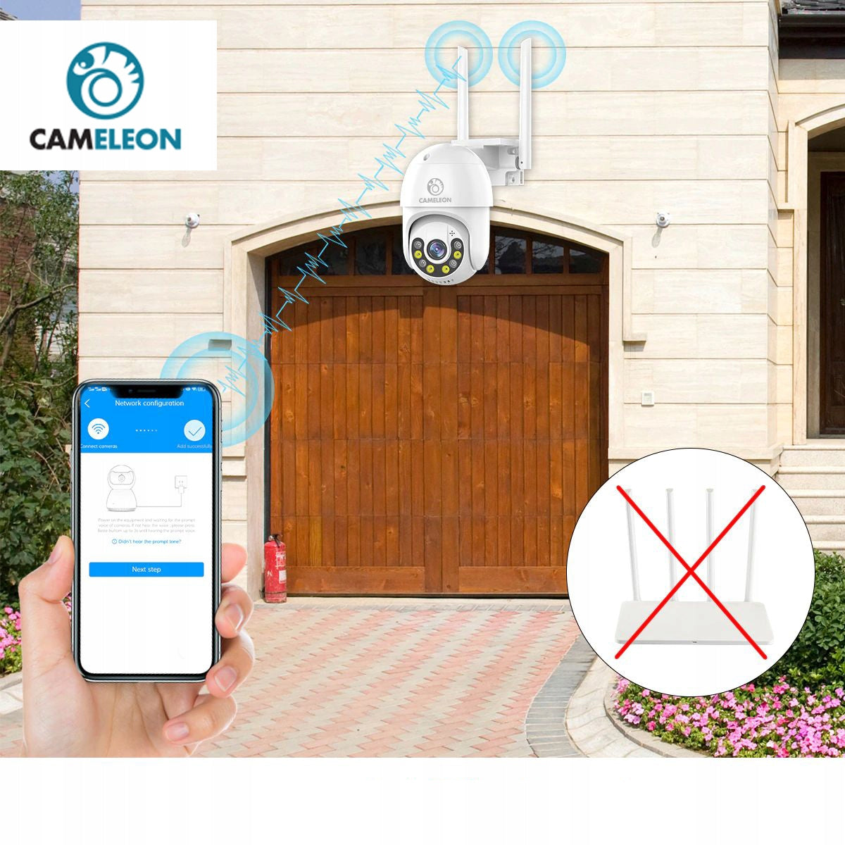 WIFI Rotating IP Camera 1080P 2mpx HOME MONITORING COMPANY GARDEN DETECTION Manufacturer code CAMELEON MONITORING DOME KOPUŁKOWA FHD