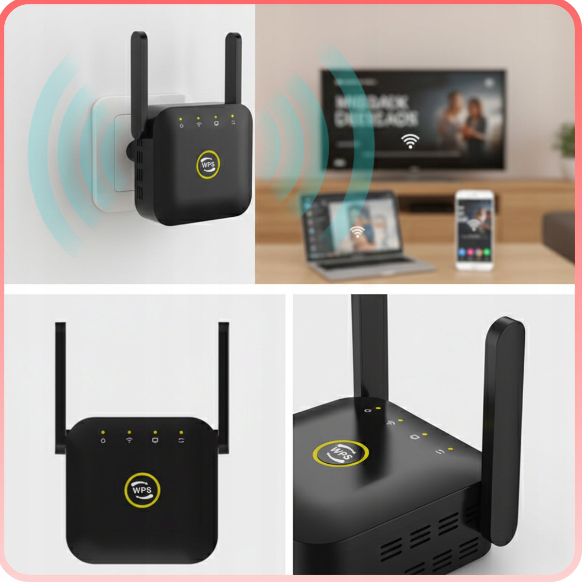 WIFI SIGNAL AMPLIFIER 300MBPS REPEATER AP WPS ROUTER TWO ANTENNAS 2.4GHZ Manufacturer code LV-WR22