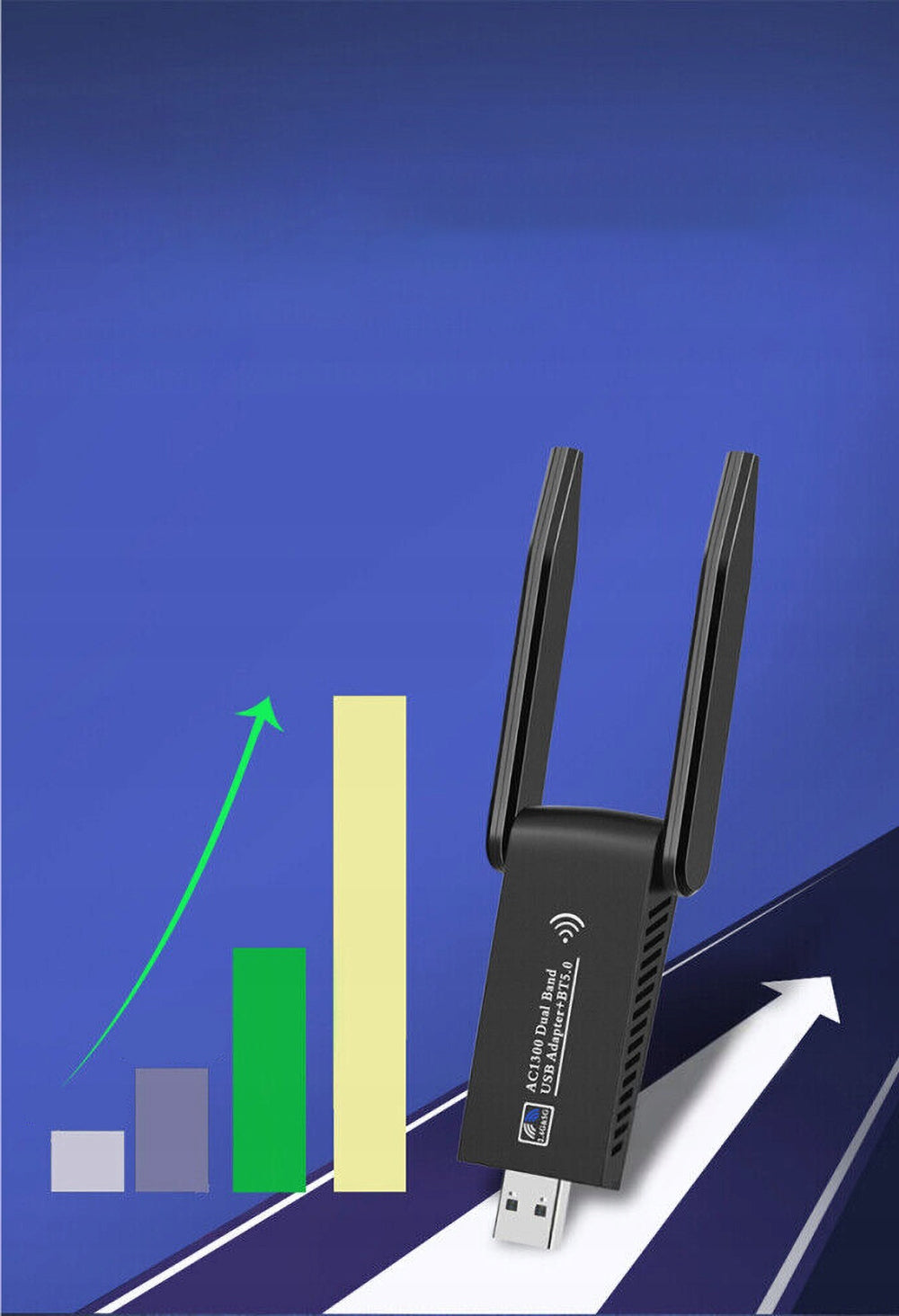 WIFI TO USB NETWORK ADAPTER WITH 5GHz 1300Mbps ANTENNAS Manufacturer no brand