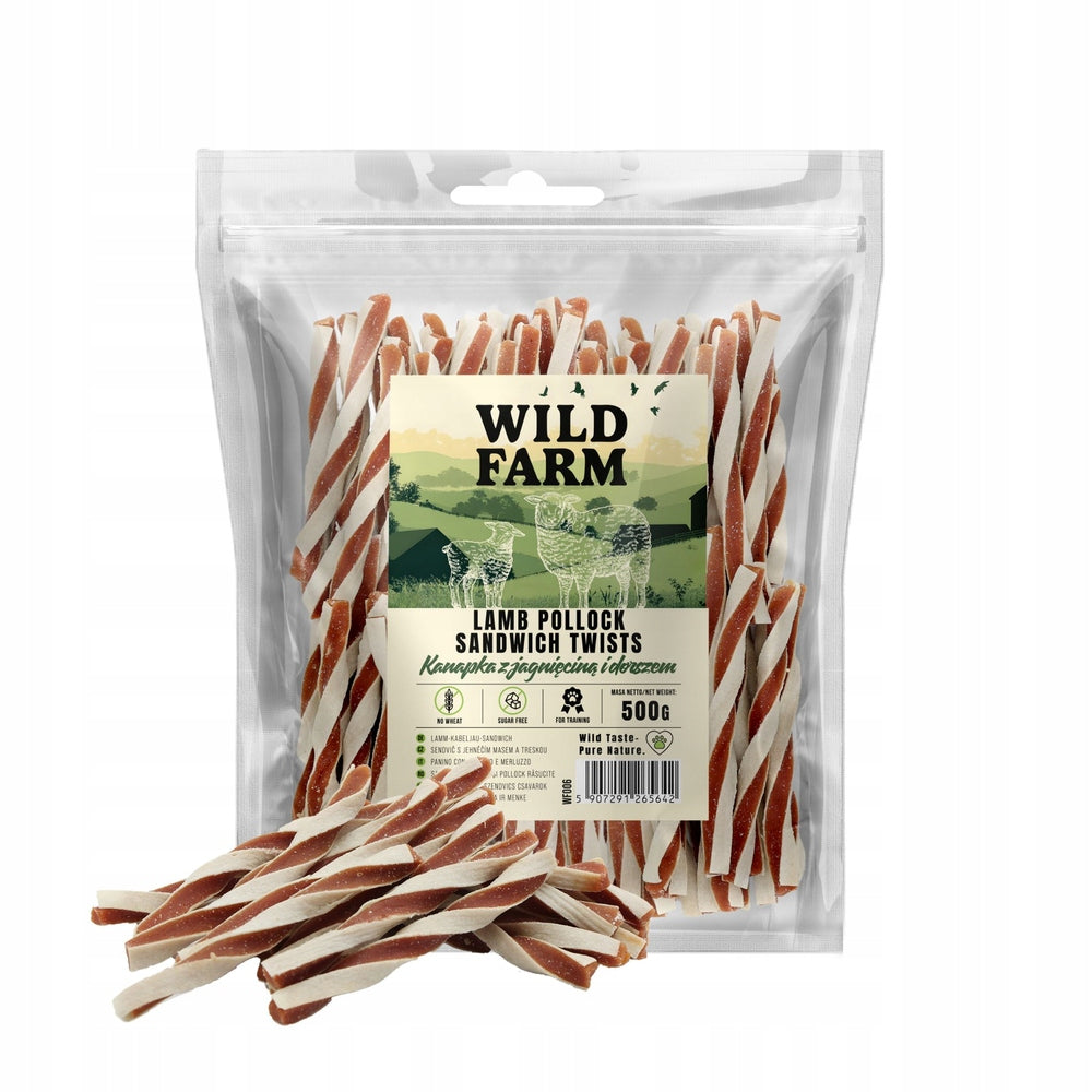 WILD FARM Lamb and Cod Sandwich - Dog Treat 500g