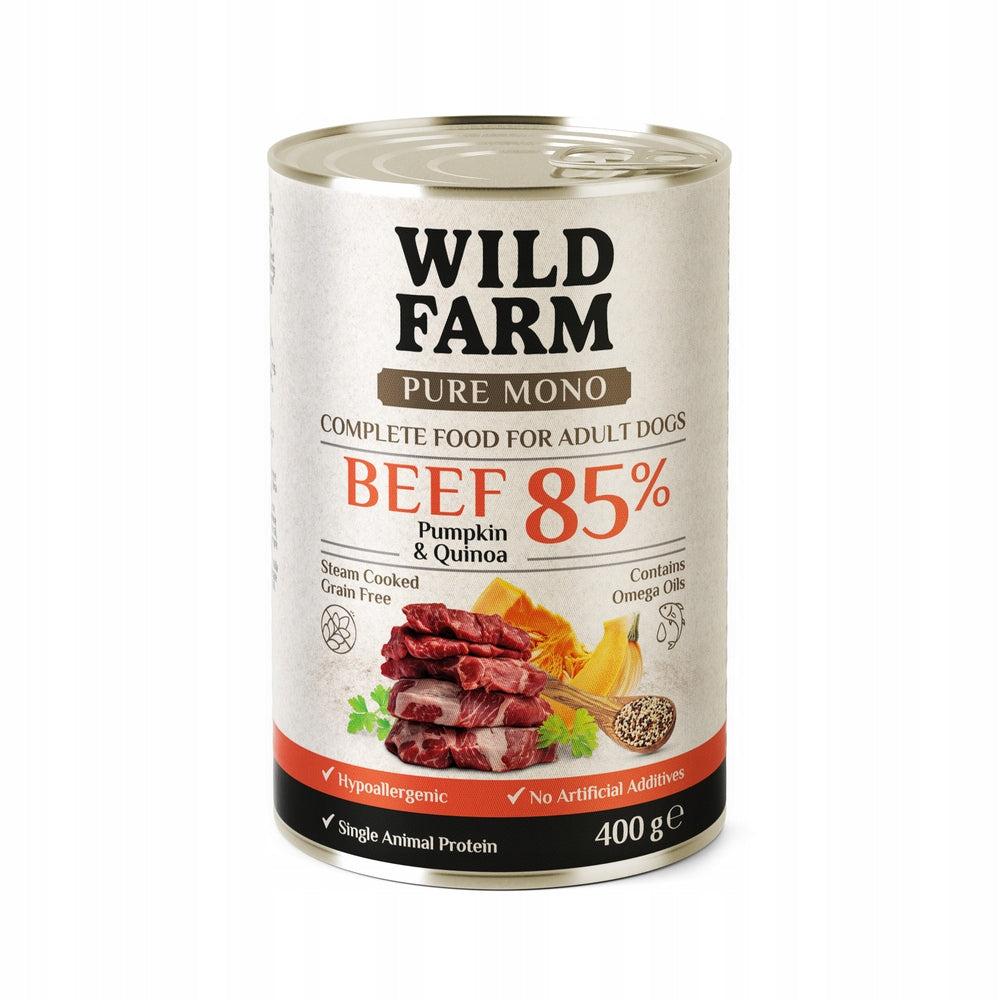 WILD FARM PURE MONO Beef Pumpkin and Quinoa 6x400g Dog Food Brand Wild Farm