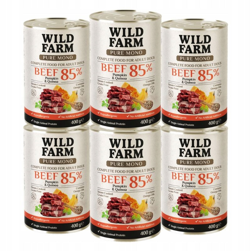 WILD FARM PURE MONO Beef Pumpkin and Quinoa 6x400g Dog Food