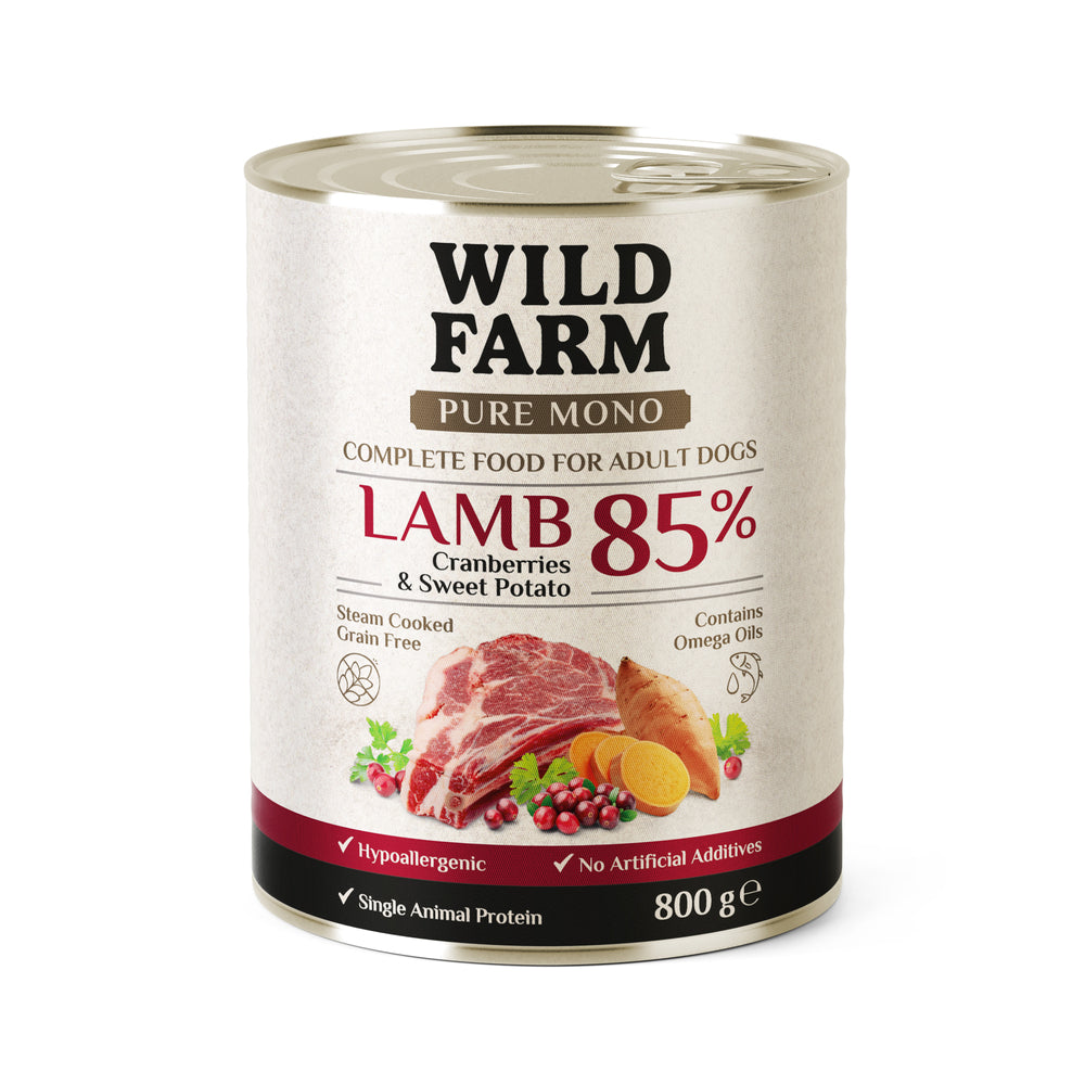 WILD FARM PURE MONO Lamb Cranberries and Sweet Potato 800g dog food