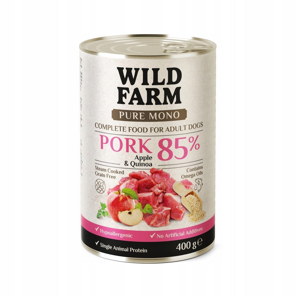 WILD FARM PURE MONO Pork Apple and Quinoa 6x400g Dog Food Brand Wild Farm