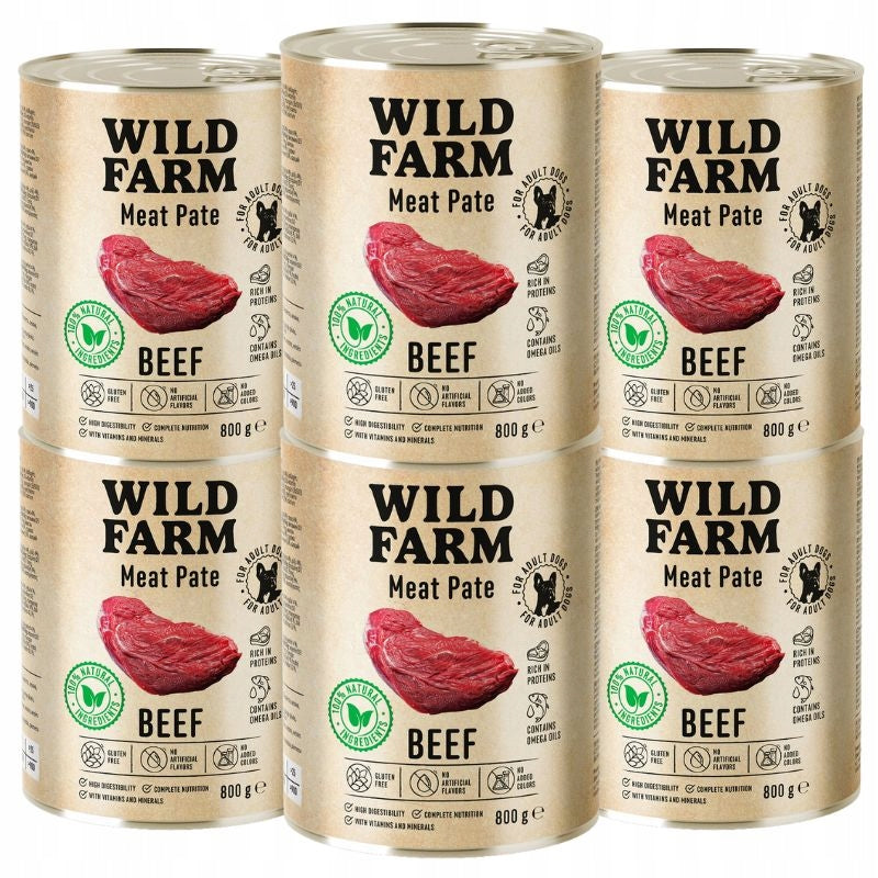 WILD FARM Pate Beef 6x800g Gluten Free Dog Food
