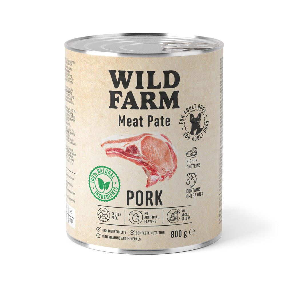 WILD FARM Pate Pork 800g Gluten Free Dog Food Product weight 0.8 kg
