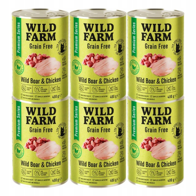 WILD FARM Premium Grain Free Wild Boar and Chicken 6x400g