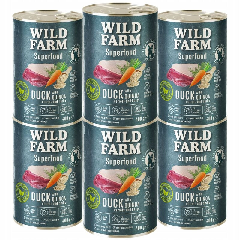 WILD FARM Superfood Duck 6x400g Grain Free Dog Food Product weight 0.4 kg