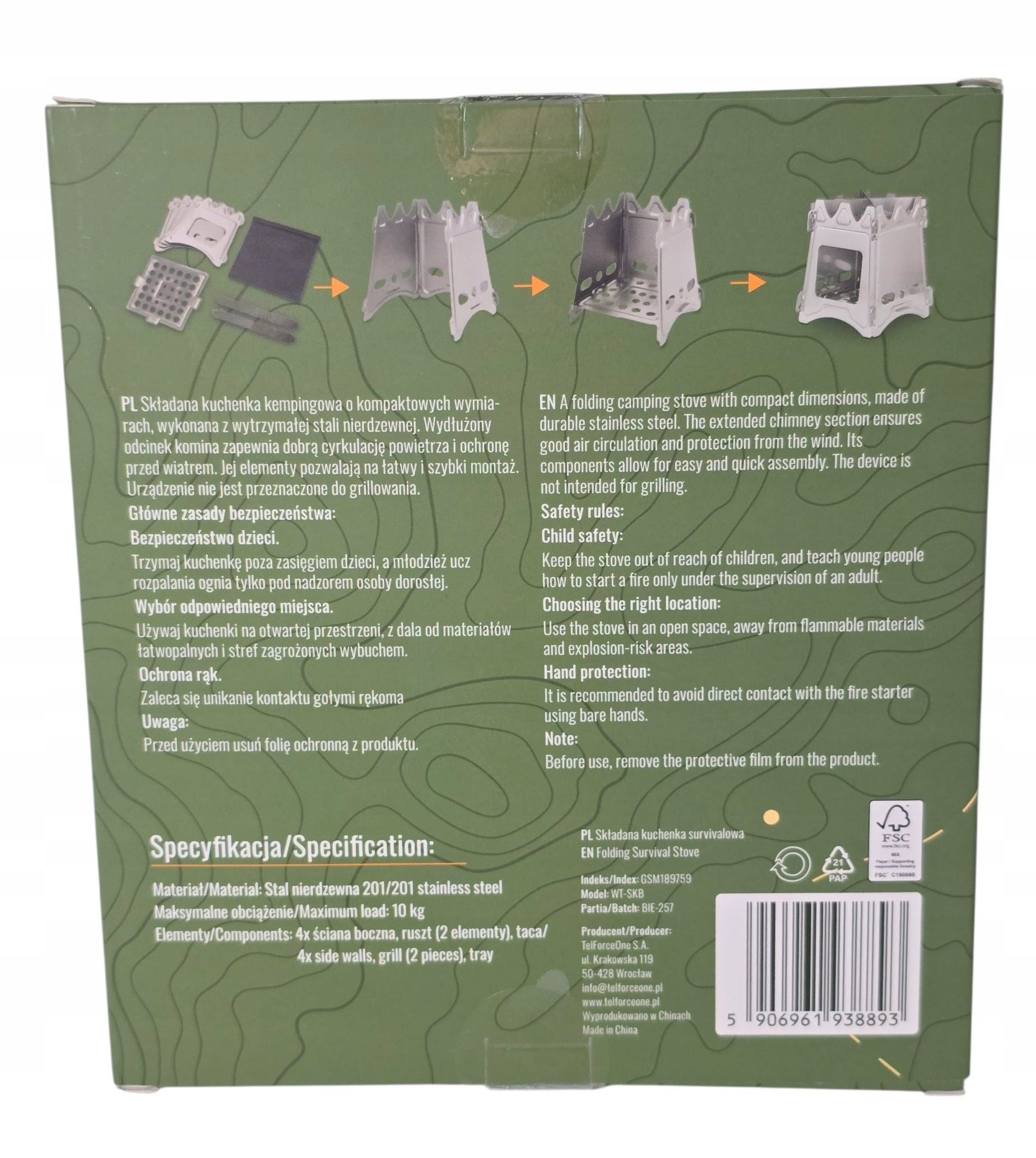 WILD TREK Survival Stove Folding Compact Size Stainless Steel Brand no brand