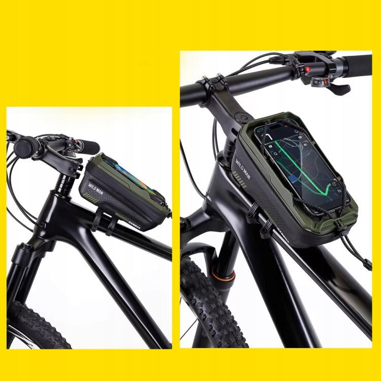 WILDMAN Bicycle Frame Pouch Phone Case Holder 1L Waterproof Hard Color black