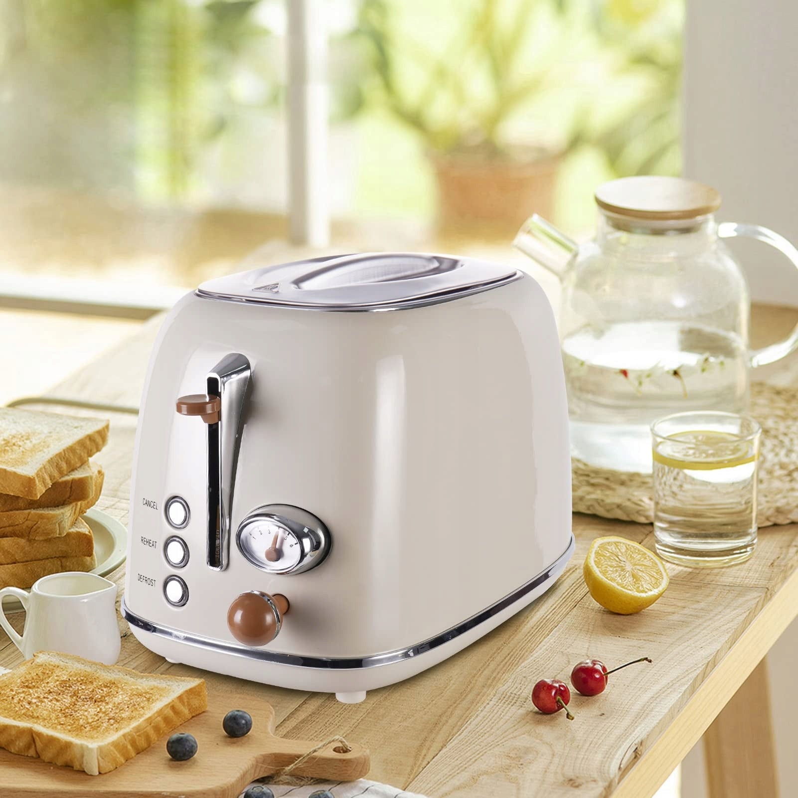 WILTAL Toaster Retro 2 Slices, 6 Levels, Stainless Steel, Heater Packaging status original