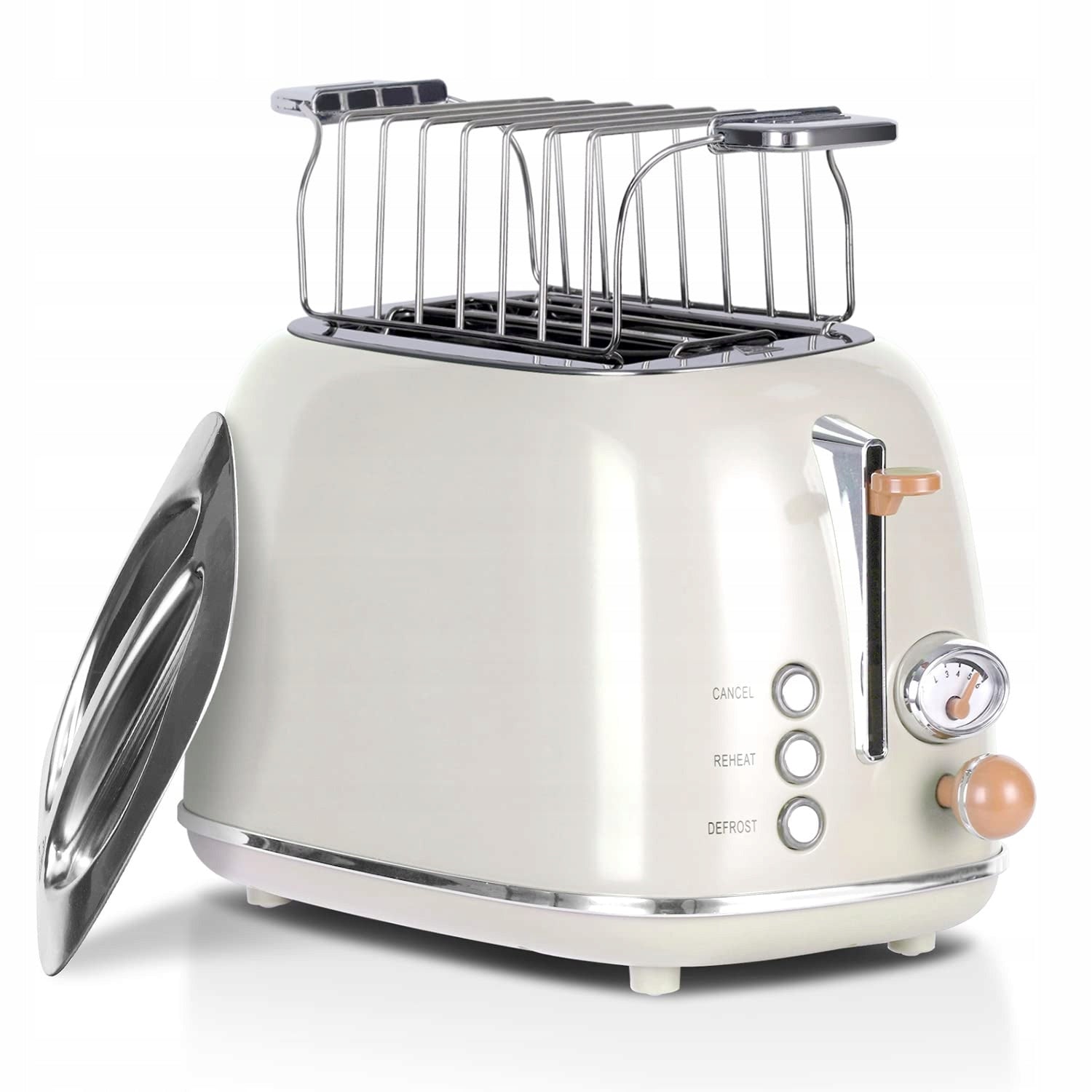WILTAL Toaster Retro 2 Slices, 6 Levels, Stainless Steel, Heater