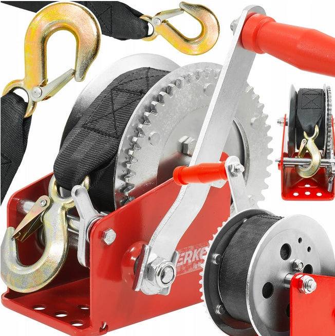 WINCH HAND CRANK BELT WINCH FOR CRANK 850kg BELT 10m